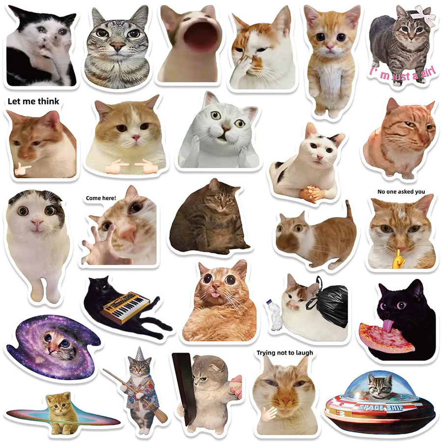 Rspctou Tier-Katzen-MEME-Aufkleber, 10-teiliges Set, multicolour - Bild 3