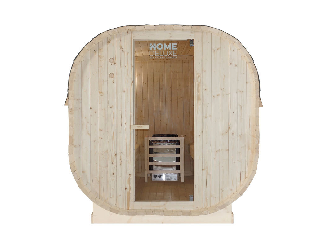 Home Deluxe Fasssauna CUBE XL Outdoor Sauna aus Fichtenholz in Holzfarben und Beige, B/H: 184,2 x 193,8 cm - Bild 3