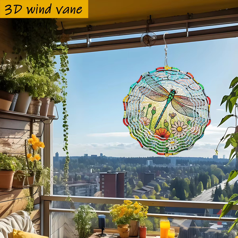 Flenco 3D Libellen-Blumen-Windspiel aus Metall in Bunt für die Gartendekoration - Bild 5
