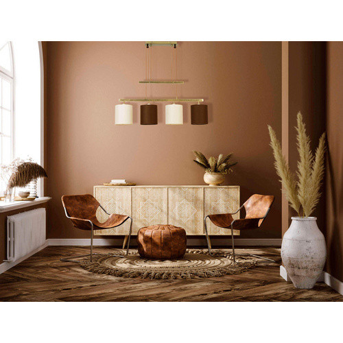 Näve Pendelleuchte Tilde 4-flammig in Beige und Braun mit Messingdetails, B/T/H: 15 x 15 x 38 cm - Bild 3