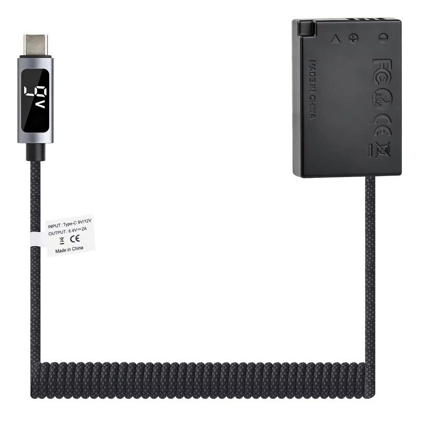 Batmax LP-E17 DR-E18 Dummy-Akku mit USB-C PD 9V Anschluss für Canon Kameras in Schwarz - Bild 2