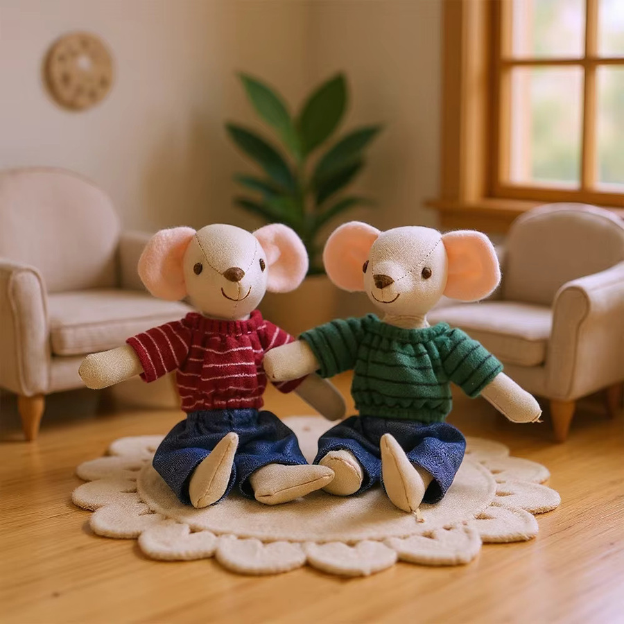 mumamuying Maus Puppe, Plüsch, 1-teiliges Set, Rot, Bunt / Mehrfarbig - Bild 2