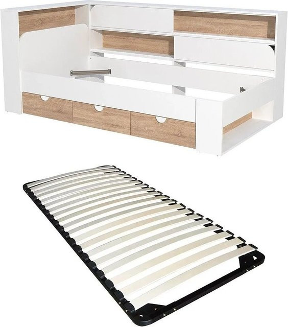 Vente-unique Bettrahmen Tamadu in Weiß mit Schubladen für Kinder, B/T/H: 90 x 190 x 118,5 cm - Bild 1