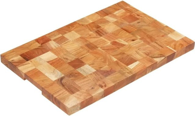 vidaXL Hackblock aus Akazie Massivholz in Braun B/T/H: 60 x 40 x 3,8 cm - Bild 1