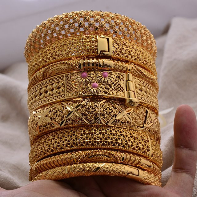 annayoyo Armreifen, Goldfarben, Runde Blumenform, Unisex - Bild 1
