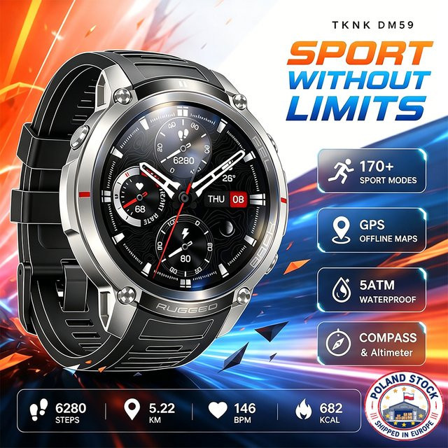 GUHUAVMI Militärische GPS-Smartwatch in Gold mit Offline-Karte, 5ATM Wasserdichtigkeit, Höhenkompass und Bluetooth-Anruffunktion für Outdoor-Sport und Fitness - Bild 1