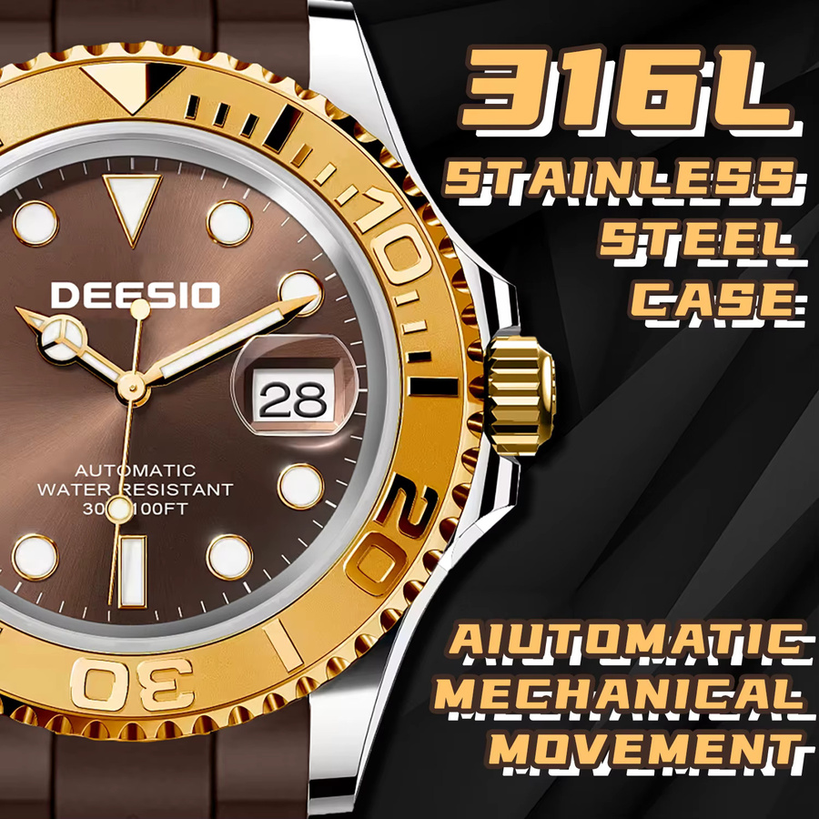 Deesio Armbanduhr Automatik, Edelstahl, Schwarz, Herren - Bild 4