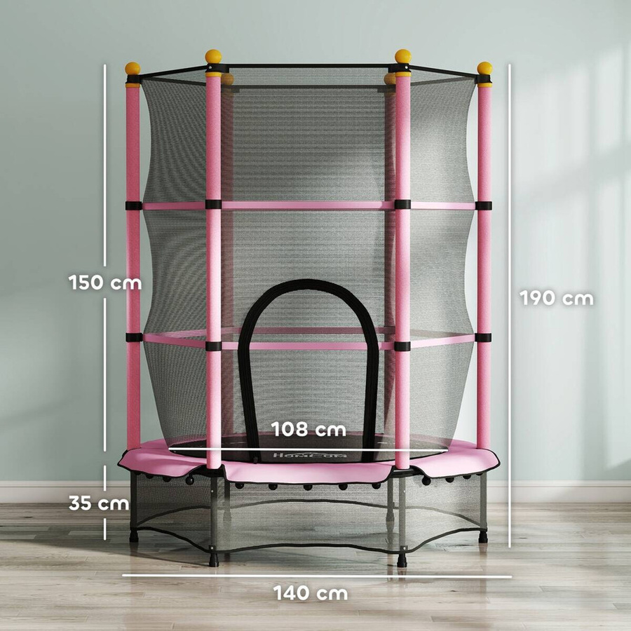 HOMCOM Kindertrampolin Ø140 cm Rosa ab 3 Jahren - Bild 5