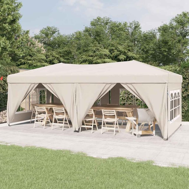vidaXL Faltbares Partyzelt mit Seitenwänden aus 210D Oxford-Gewebe, Creme/Beige, B/T/H: 6 x 3 x 2,45 m - Bild 2
