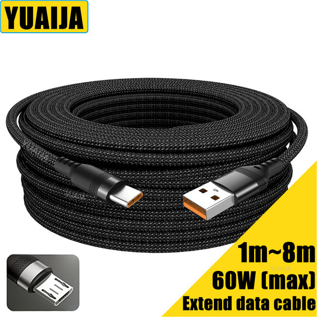 YUAIJA USB Typ-C und Micro USB Schnellladekabel für Android Smartphones in Schwarz - Bild 1