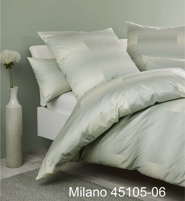 Janine Bettwäsche Milano aus Baumwolle gestreift in Weiß - Bild 1