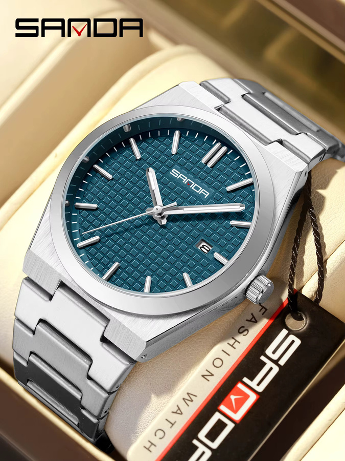 SANDA Armbanduhr Quarz, Edelstahl, Blau, Herren - Bild 3