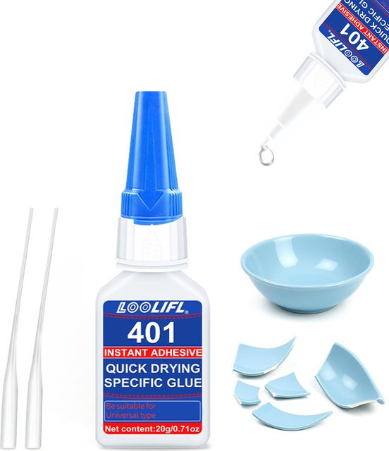 LOOLIFL Keramik-Reparaturkleber Set, wasserfester C-Kleber für Porzellan, Töpferwaren, Geschirr und Glas, 20 g - Bild 1