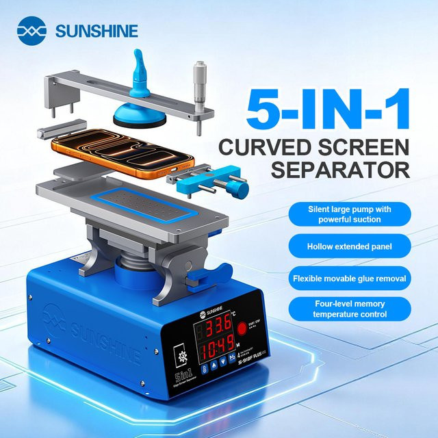 SUNSHINE S-918F Plus V2.0 Bildschirm-Separator mit Silent-Saugpumpe und 4-Stufen-Speicherfunktion für die Reparatur von gebogenen und flachen Handygläsern (30-150 °C) - Bild 1