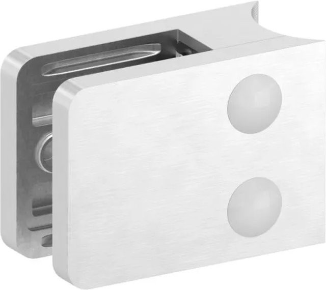 FeNau Glasklemme aus Edelstahl V4A in Silber für Rohr Ø 33,7 mm, Eckig, B/H/T: 45 x 55 x 28,5 mm - Bild 1