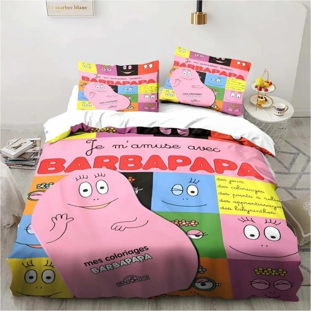JMG Household Supplies Barbapapa Bettwäscheset 3D Cartoon Kinderbettwäsche mit Bettbezug und Kissenbezügen, Mehrfarbig, B/H: 135 x 200 cm - Bild 1