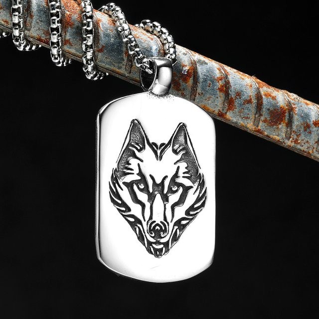 METAL HUNTER Halskette mit Wolf Kopf Anhänger, Edelstahl, Silber, Unisex - Bild 1