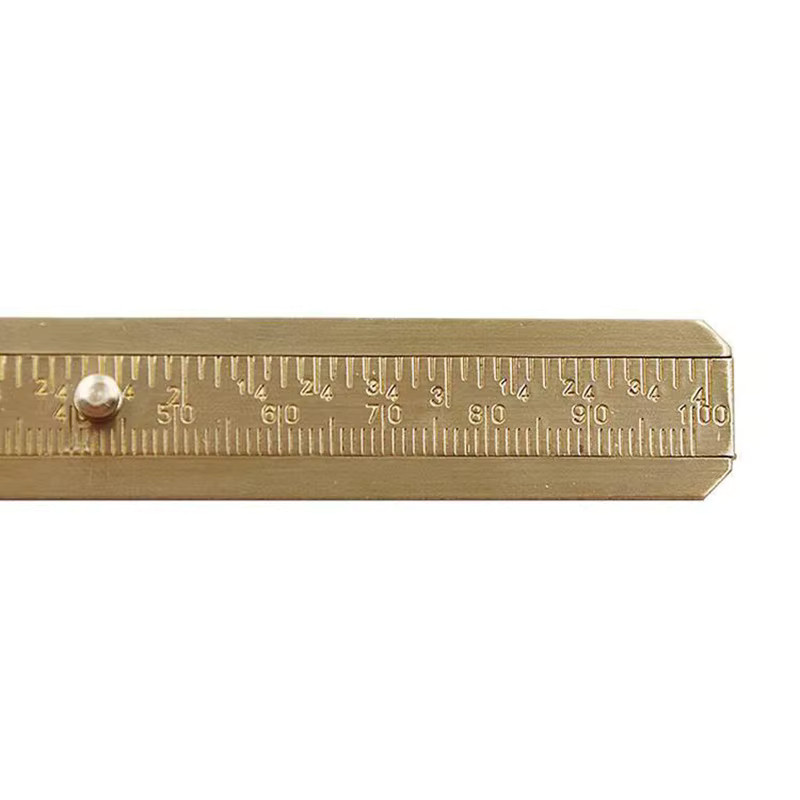 JUSTINLAU Mini-Schiebemaß aus Kupferlegierung in Gold, 100 mm Messlatte mit Doppelskala aus Messing - Bild 2