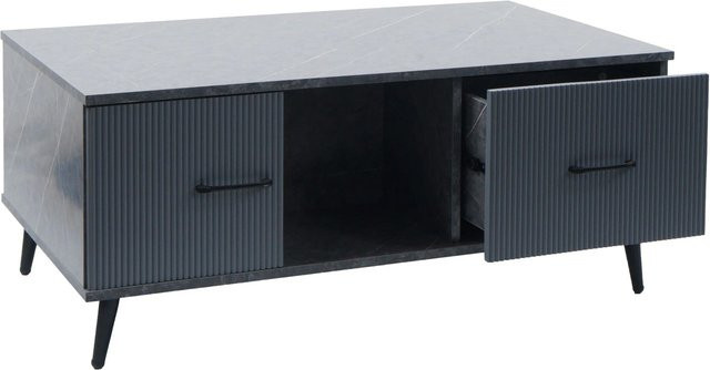 Couchtisch MCW-N89 aus Melamin Holz in Grau mit Marmor-Optik, B/T/H: 100 x 43 x 60 cm - Bild 2