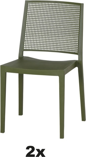 Siena Garden Stapelstuhl-Set Square 2-teilig in Olive, UV-beständig aus Polypropylen und Glasfaser - Bild 1