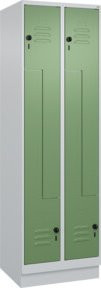 C+P Z-Spind Classic PLUS mit Sockel, 4 Fächer, Sicherheits-Drehriegel, grau/grün, H x B x T: 195 x 60 x 50 cm - Bild 1
