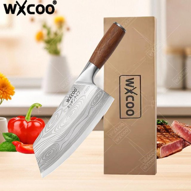 WXCOO Utility-Küchenmesser aus geschmiedetem Edelstahl mit Holzgriff in Silber und Braun - Bild 1