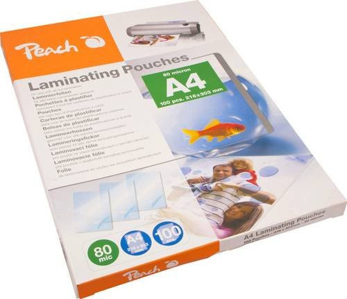 Peach Laminierfolie DIN A4 glänzend transparent 80 Micron 100 Stück - Bild 1