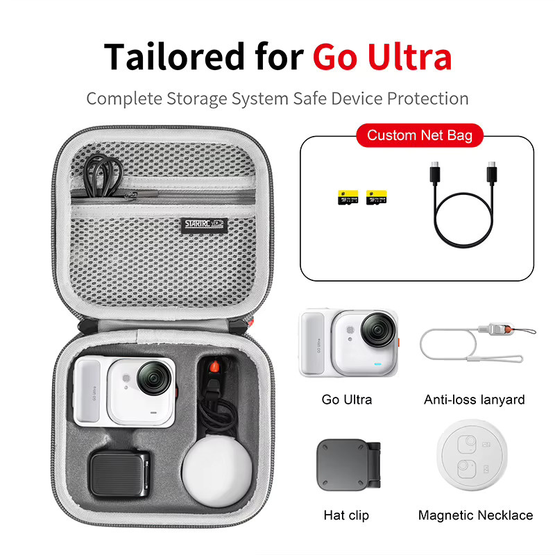 STARTRC Mini-Kamera-Aufbewahrungstasche für Insta360 GO Ultra, tragbare Reise-Tasche aus PU in Grau - Bild 2