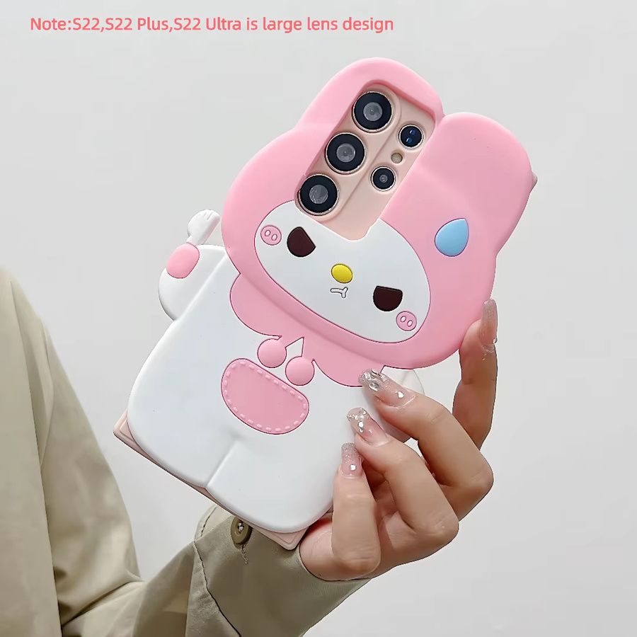 Angry Melody 3D Gabel Handyhülle in Pink für Samsung Galaxy S20 S21 S22 S23 S24 S25 S26 Plus Ultra FE A15 A16 A53 A57 Cartoon Rückseite Cover - Bild 2