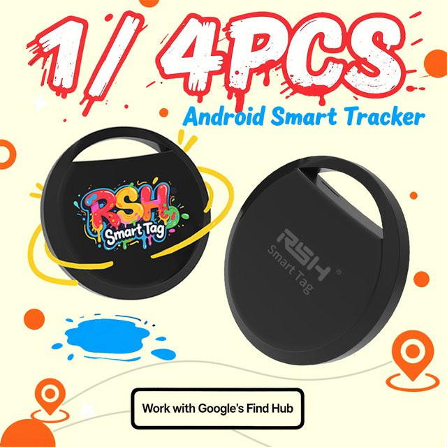 RSH Smart Android GPS Tracker in Schwarz für Google Find My Device zur Anti-Verlust-Verfolgung von Haustieren, Fahrrädern und Wertsachen - Bild 1