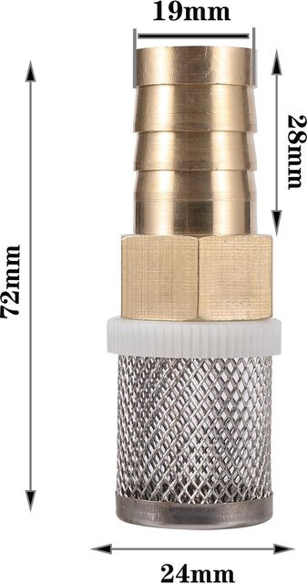 ADHERETOFIY Schlauchfilter aus Edelstahlgewebe in Silber für Gartenbewässerung und Aquarium, Durchmesser: 19 mm - Bild 1