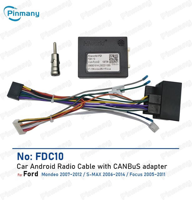 Hiworld CAN-Bus-Decoder FDC10 Stromkabeladapter für Android Headunits in Schwarz für Ford Mondeo Focus S-MAX - Bild 1