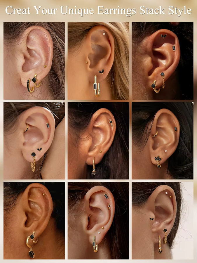 Bobisty Ohrstecker Creolen, 14 Karat vergoldet, Messing, Damen - Bild 3