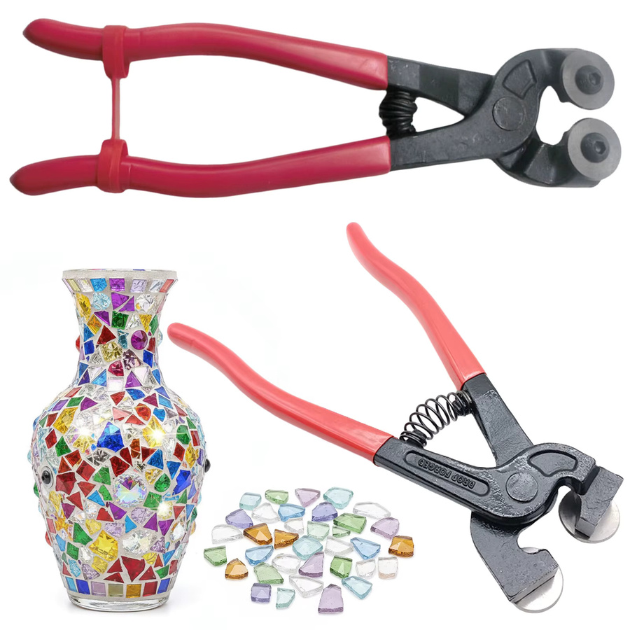 Alloet Glasfliesenzange in Rot mit weichem Gummigriff und Rollen für Glasmosaik und Keramikfliesen, 8 Zoll - Bild 2