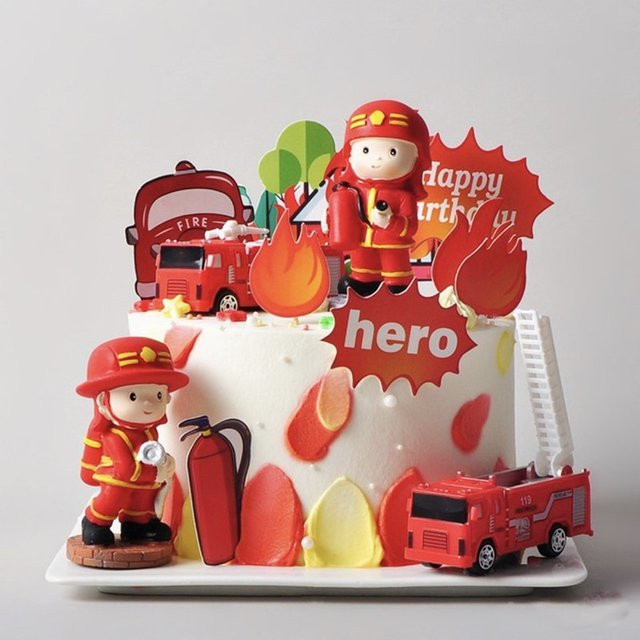 WEIGAO Feuerwehrmann-Kuchenaufsatz, Feuerwehrauto, Kuchen-Dekoration - Bild 1