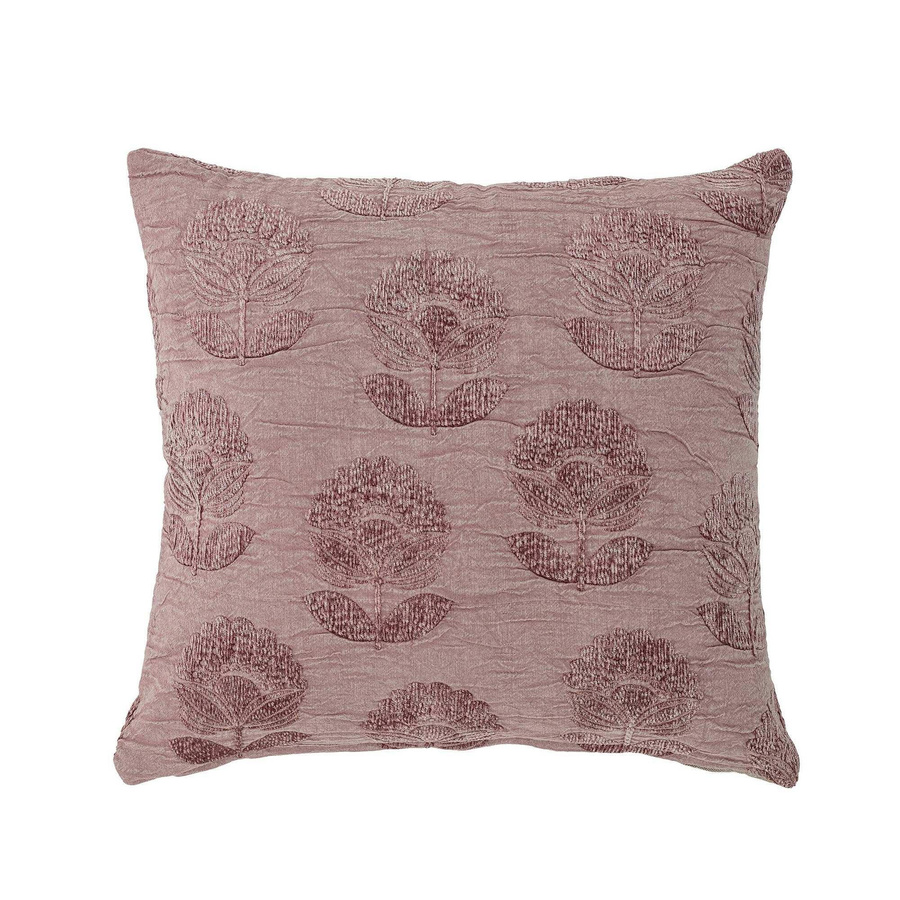 Bloomingville Kissen Sofia aus Baumwolle in Lila mit floralem Design, B/B/H: 50 x 50 x 50 cm - Bild 1
