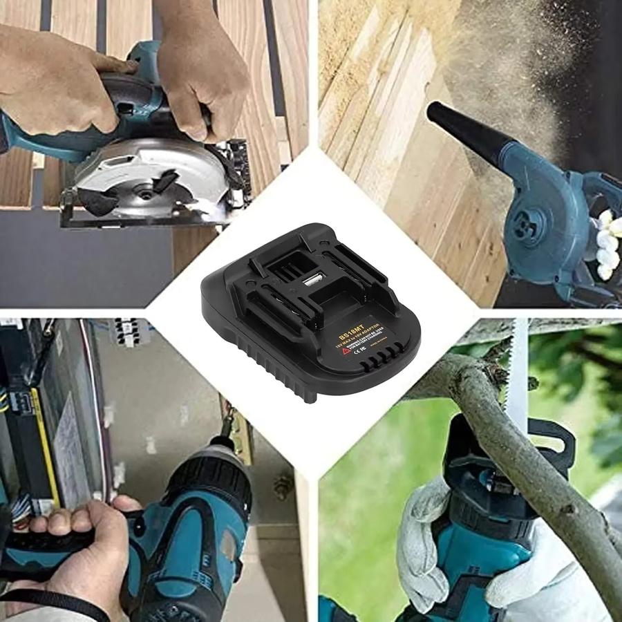 Bosch Akku-Adapter von 18V auf Makita 18V für Li-Ionen-Akkus mit USB-A und USB-C Anschluss in Schwarz - Bild 5