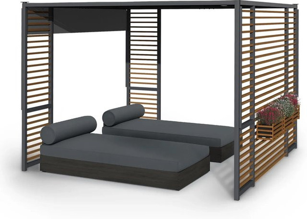 Blumfeldt Valence Gazebo Gartenpavillon mit LED-Solar-Beleuchtung, Dunkelgrau, B/T/H: 300 x 300 x 300 cm