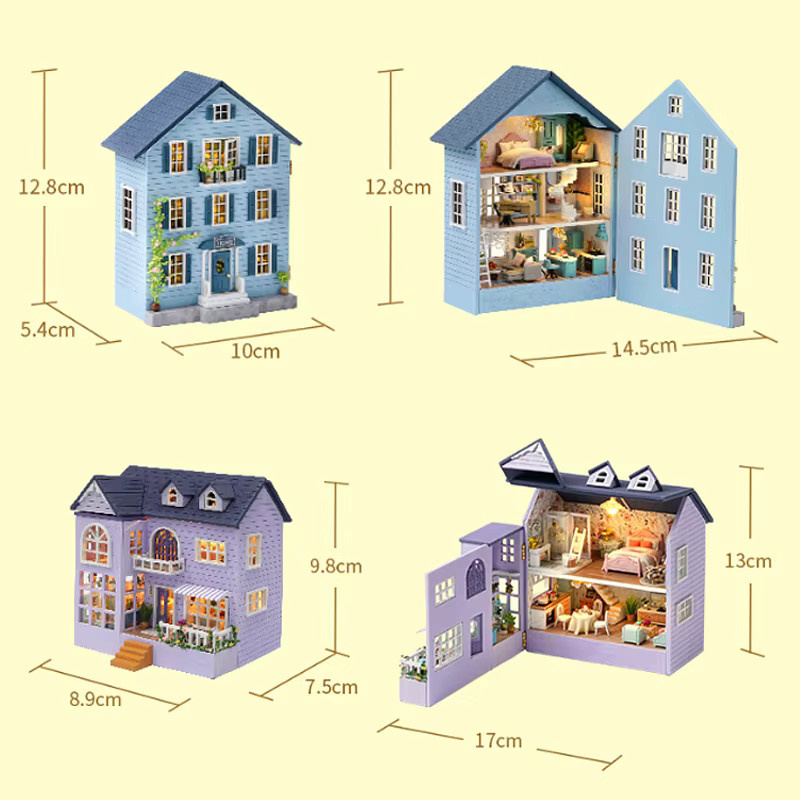 zuuton DIY Mini Holz Puppenhaus, 3D Puzzle, Prinzessin Villa, Rosa / Pink - Bild 3