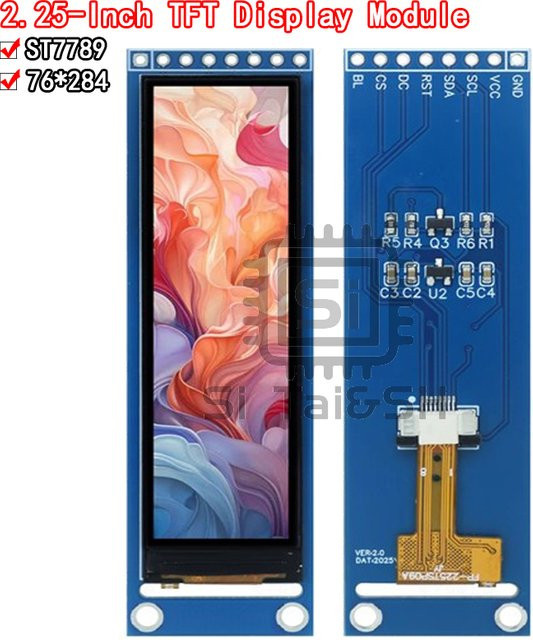 Si Tai&SH 2,25-Zoll TFT-LCD ST7789 Modul SPI-Farbbildschirm in Blau, B: 7,6 cm, H: 28,4 cm - Bild 1