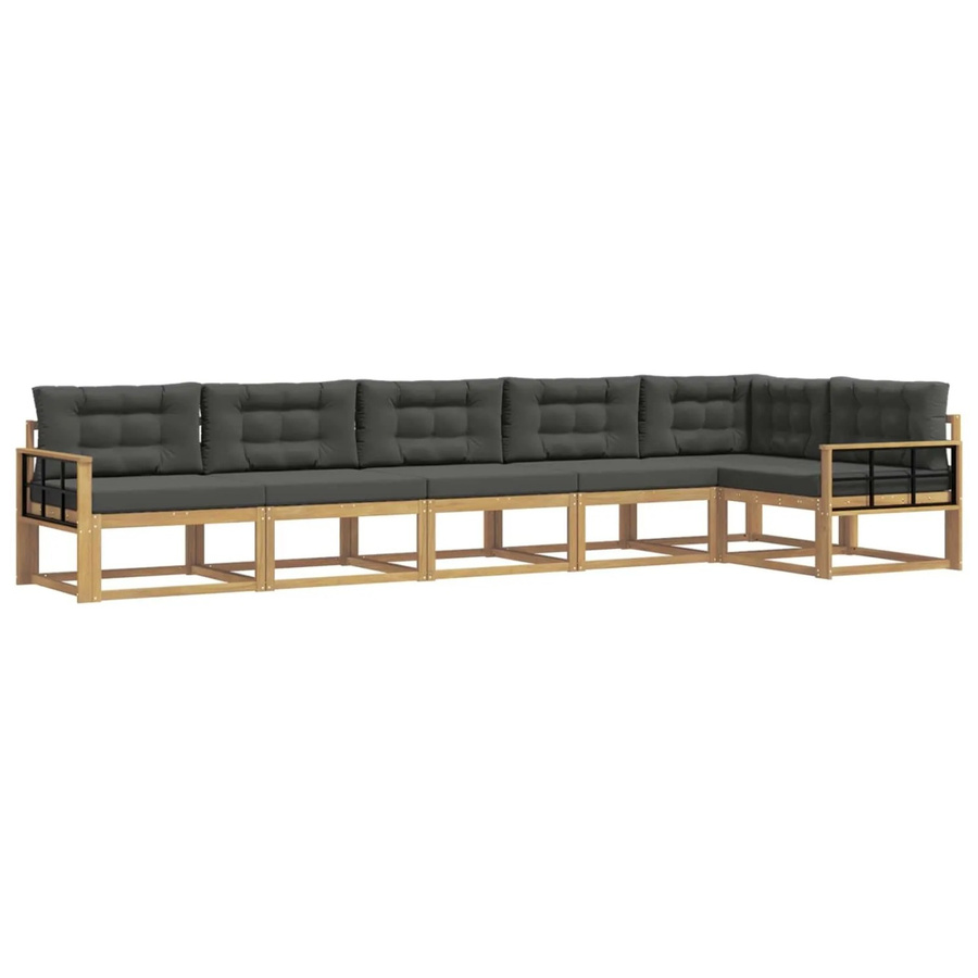 vidaXL Outdoor-Sofagarnitur 4-teilig in L-Form aus Akazienholz mit Polstern in Weiß und Anthrazit - Bild 2