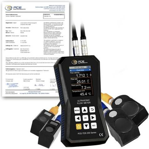 PCE Instruments Ultraschall-Durchflussmessgerät PCE-TDS 200 SM-ICA in Schwarz mit Sensoren bis 1800°C und Speicherfunktion - Bild 1