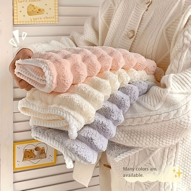 2er-Set Luxus-Badetücher aus Mikrofaser in Blau und Pink, super saugfähige und schnell trocknende Korallenflocken-Handtücher für Erwachsene - Bild 1