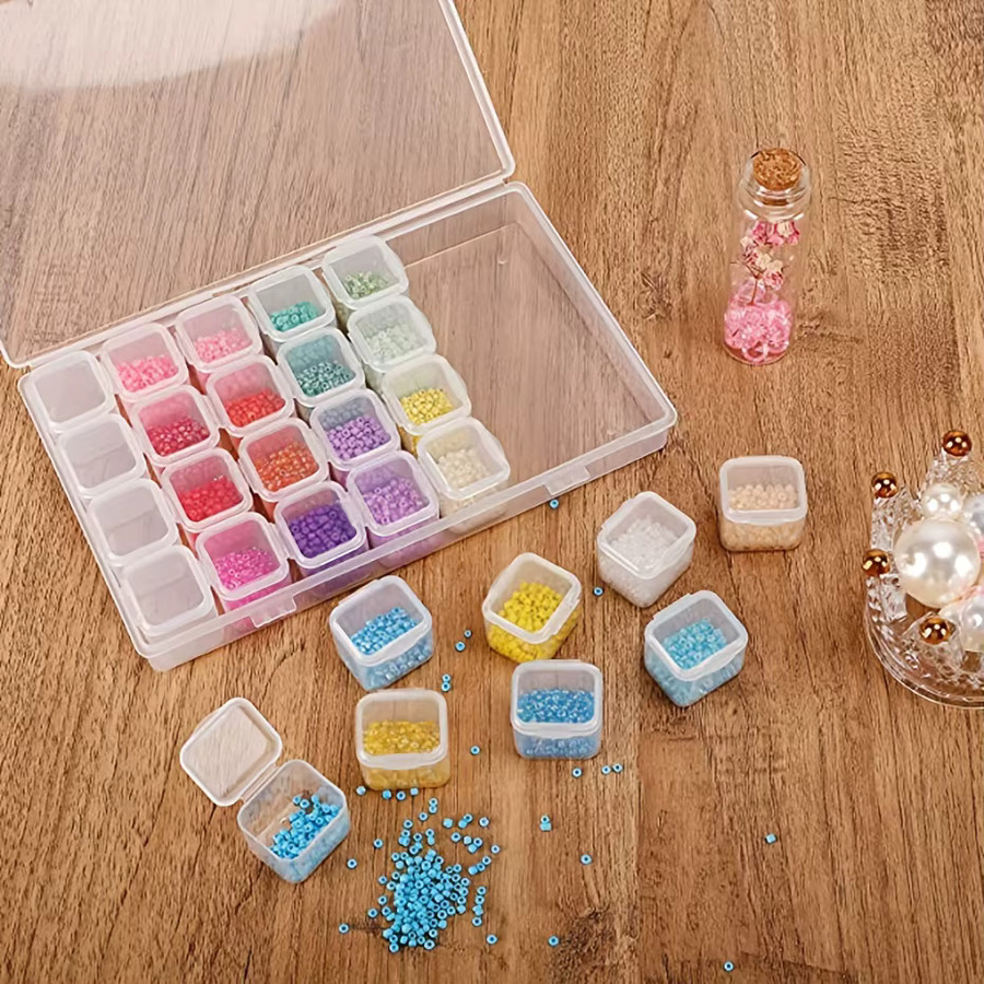 Bastel-Aufbewahrungsbox mit 28 Fächern aus Kunststoff in Transparent für DIY-Zubehör und Nähbedarf - Bild 4