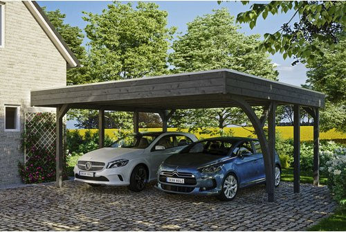 SKANHOLZ Carport Friesland Set 7 in Schiefergrau, B/T: 557 x 555 cm, Firsthöhe: 254 cm, lasiert - Bild 1