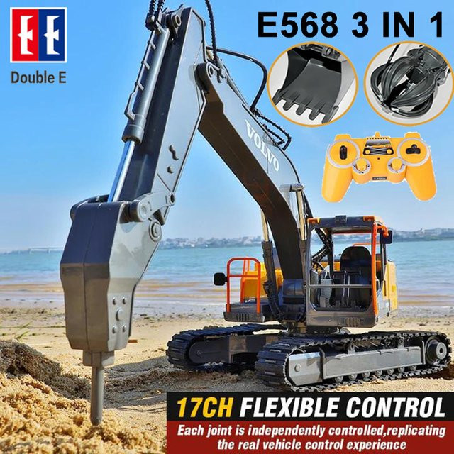 Double E E568 RC Bagger, 3-in-1 RC Baufahrzeug, 1:16, aus Legierung - Bild 1