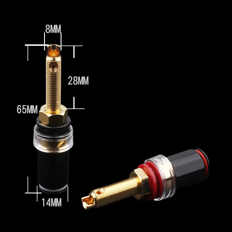 FRHY HiFi-Lautsprecher-Terminal-Binding Posts aus reinem Kupfer, vergoldete Verstärkeranschlüsse als Ersatz für Bananenstecker, Gold - Bild 4