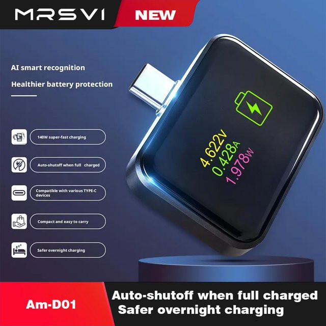 MRSVI AI Smart Auto Power-Off Ladegerät mit Ladeerkennung und automatischer Abschaltung für iPhone und Android, Silber - Bild 1