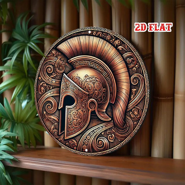 HELLOYOUNG Runde Metall-Wandkunst im Retro-Stil mit abstraktem geometrischem Design, Durchmesser: 20 cm - Bild 1