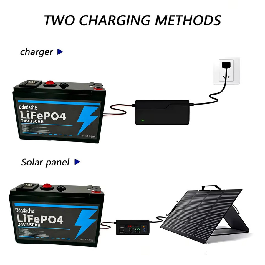 Ddadache Lithium 24V 150Ah LiFePO4 Deep Cycle Akku in Schwarz mit 4000+ Zyklen für Beleuchtung, Power Wheels und Solar- oder Windenergieanlagen - Bild 4